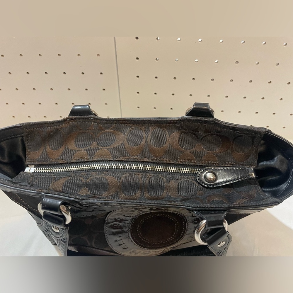 Coach Brown and Black Signature Patchwork Tote - Picture 6 of 7